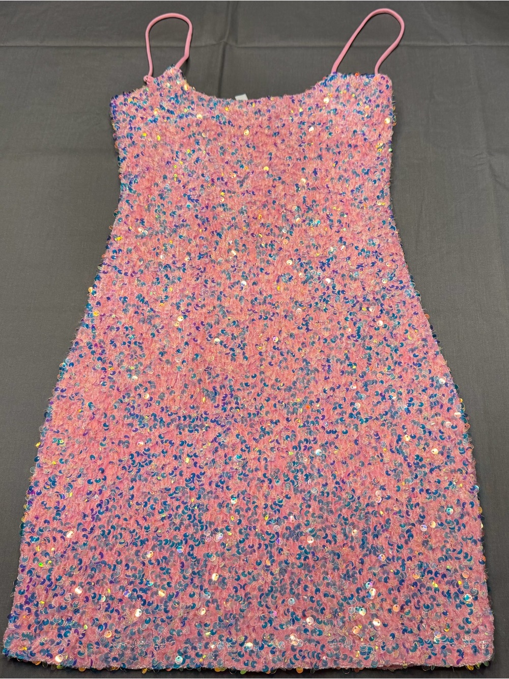 Lucy in the Sky Pink Sequin Spaghetti-Strap Mini Dress